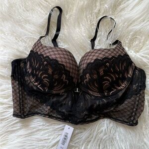 Adore Me Black and Nude Lace Bra